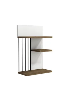 Produktbild von Skye Decor, Nezma - White, Walnut, Wandregal, Weiß, 100 % MELAMINBESCHICHTETE SPANPLATTEN, 40 x 21,4 x 60 cm