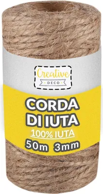 Immagine prodotto di Creative Deco 50m Corda Juta| Spago Spessore 2-3 mm | Marrone Naturale Cordino Juta Forte | Corda Tiragraffi per Gatti, Bricolage, Decorazione
