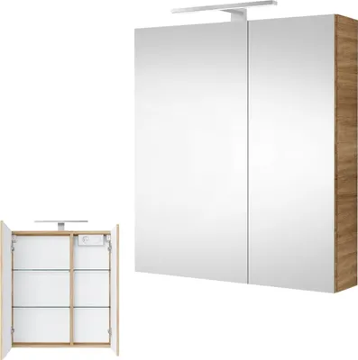 Produktbild von Planetmöbel Spiegelschrank Badezimmer mit LED Beleuchtung 60 cm Sonoma Eiche
