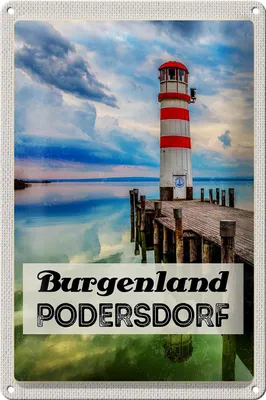 Produktbild von Blechschild Reise 20x30cm Purgenland Podersdorf Leuchtturm Meer
