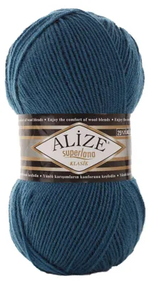 Alize Superlana Klasik unifarben 100g Strickgarn Strickwolle 25% Wolle, 403 petrol