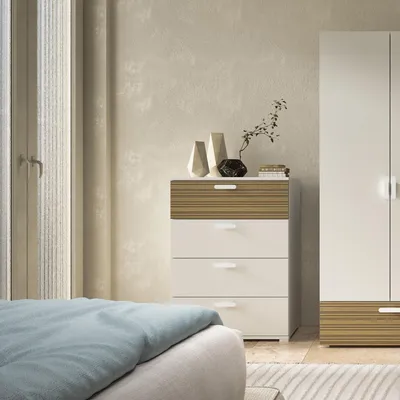 Image de Salimbene - Commode, 70x39x98h cm Blanc, 4 Tiroirs Fabriqué en Italie