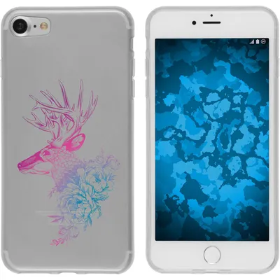 Produktbild von PhoneNatic Case kompatibel mit Apple iPhone 8 Silikon-Hülle Floral Hirsch M7-6