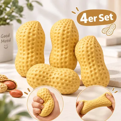 Produktbild von 4er Set Erdnuss Squishy, weiches Anti-Stress Quetschspielzeug, Peanut Squeeze Toy, Fidget Spielzeug für Schule Büro Zuhause