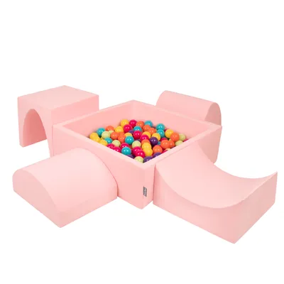 Immagine prodotto di KiddyMoon parco giochi in schiuma con piscina di palline quadrata (200 palline) pozzi di palline per il gioco del bambino percorsi ad ostacoli in piscina,  eu, rosa:verde chiaro/giallo/turchese/arancio/rosa scuro/viola