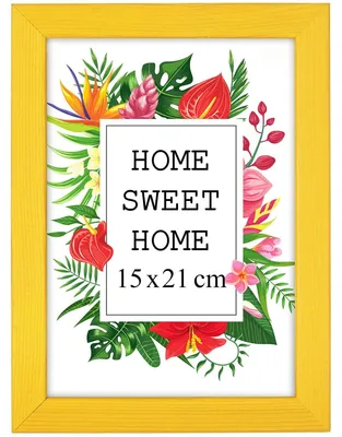 Produktbild von MG Design Gelb Bilderrahmen 15 x 21 cm - Aus echtem Holz mit Acrylglas, zum Aufhängen & Aufstellen, für Fotos, Poster & Puzzle