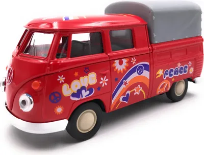 Immagine prodotto di Onwomania Modellauto VW T1 Pritsche Bus Bulli Peace Rot Auto Mst. 1:34-39