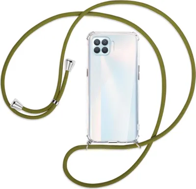 Produktbild von Handykette Backcover-Schutzhülle mit Band (Metall silberfarben) für Oppo A93 - khaki