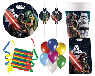 Produktbild von 16-tlg. Set Kindergeburtstag Party Feier Fete Deko Motto Star Wars Galaxy