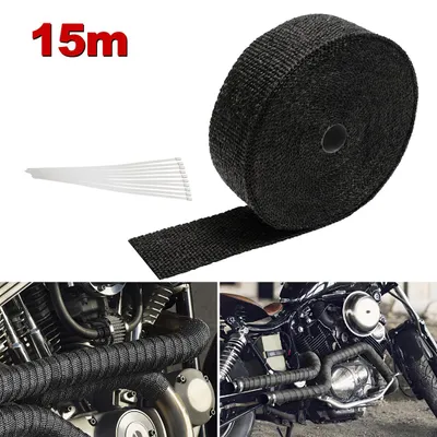 Image de Ikodm 15M Bande de protection thermique en titane pour échappement    Jusqu'à 1400 °C Protection thermique Heat Wrap Collecteur Bande pour collecteur Collecteur Noir