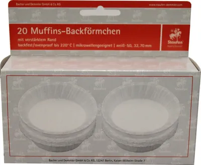 Produktbild von DEMMLER Backförmchen ws 50x32mm 20St Muffin Pergamentersatz