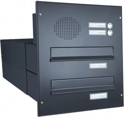 Produktbild von B-042 2er Durchwurfbriefkastenanlage mit Sprechsieb in RAL 7016