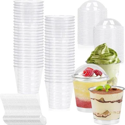 Produktbild von Plastikbecher mit Deckel und Löffel 150ml