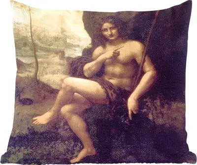 Produktbild von MuchoWow® Zierkissen Sofakissen Wohnzimmer Dekokissen 60x60 cm Der heilige Johannes in der Wüste - Leonardo da Vinci - Sitzfläche - Foto Polster