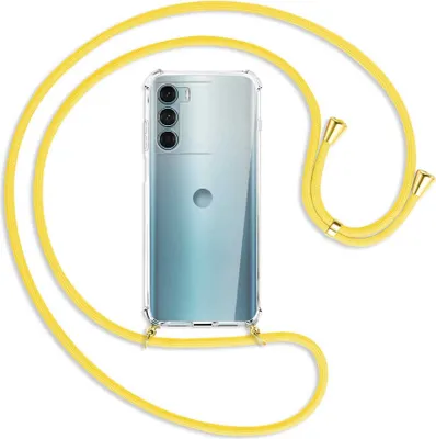 Produktbild von Handykette Backcover-Schutzhülle mit Band (Metall goldfarben) für Motorola Moto G200 5G - gelb