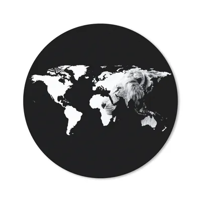Produktbild von MuchoWow® Mauspad Mousepad Weltkarte - Löwe - Schwarz und weiß 20x20 cm - Mousepads - Maus Mat - Pad - Mausunterlage - Schreibtischmatte