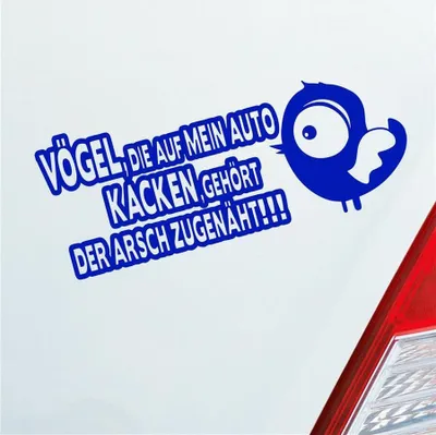 Produktbild von Auto Aufkleber Vögel die auf mein Auto kacken, gehört der Arsch zugenäht! 19x8 cm Dunkelblau Sticker Heckscheibenaufkleber