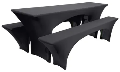 Produktbild von Beautissu Bierbankhusse Stretch Victoria, Farbe:Schwarz, Größe:220x50cm