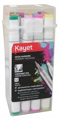 Produktbild von Kayet Promarkery Neonowe Permanentne 12 Stück mit 2 Spitzen