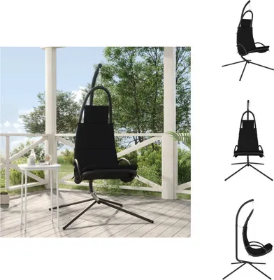 Produktbild von vidaXL Garten-Hängestuhl mit Kissen Schwarze Oxford-Gewebe und Stahl -  Hollywoodschaukeln