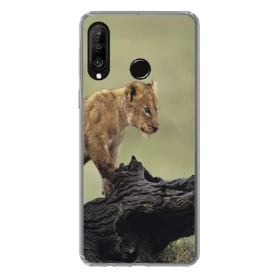 Produktbild von MuchoWow® Handyhülle Schutzhülle Hülle für Huawei P30 Lite Löwe - Rüssel - Junge Silikon Softcase Handy Hülle - Handyhülle
