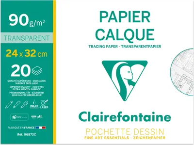 Produktbild von Clairefontaine 10x Transparentpapier, Packung mit 20 Bl, 24x32cm, 90/95g 96873C