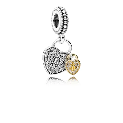 Produktbild von Pandora Charm-Anhänger Liebesschloss Silber 14K Gelbgold 791807CZ