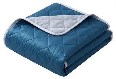 Produktbild von Kühlende Sommerdecke Dunkelblau 150x200 cm Tagesdecke Leichte Decke Gesteppt Bett
