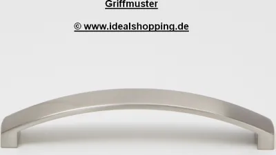 A close-up of a cabinet handle against a white background.