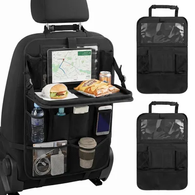 Produktbild von Auto Rücksitz Organizer 2 Stück mit Klapptisch und 11 Fächern 42x61cm 600D Oxford Schwarz