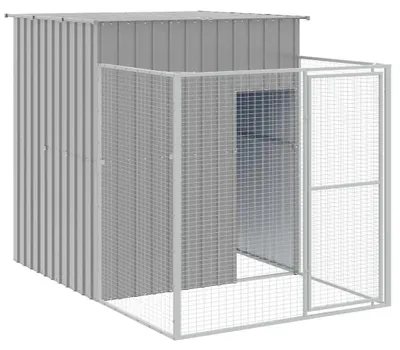Zdjęcie produktu dla vidaXL Buda dla psa z wybiegiem Jasnoszara 165x251x181 cm Stal ocynkowana