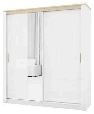 Produktbild von Lunenb - Kleiderschrank 2 Türen, 199x217h cm Mattweiß, 5 Regale