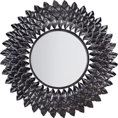 Produktbild von BELIANI Spiegel Altsilber Rund Metall 70 x 70 cm Blumenoptik Boho
