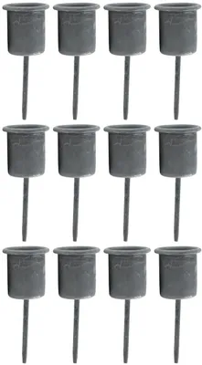 Produktbild von Novaliv 12x Stabkerzenhalter grau I Kerzenpick 7,1 x Ø 2,8 cm Kerzenpin Adventskranzdekoration I Kerzenstecker für Stabkerzen Kerzenleuchter I Kerzenspieß Weihnachten