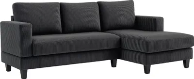 Produktbild von HOMCOM Ecksofa Couch mit Chaiselongue Sofa L Form mit Cord-Optik Dunkelgrau