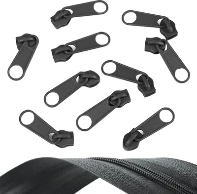 10 Reißverschluss Zipper für Endlosreißverschluss, 5mm, dunkelgrau