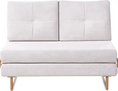 Produktbild von BELIANI Schlafsofa Cremeweiß Stoff 2-Sitzer mit Schlaffunktion Verstellbare Rückenlehne Kissen Klappsofa für Gästezimmer