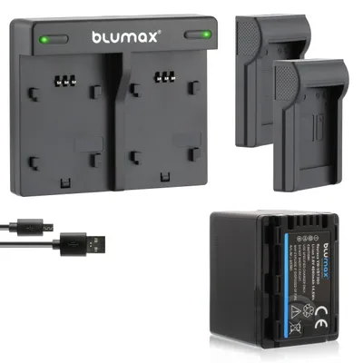 Produktbild von 1x Akku + Lader für Panasonic VW-VBT380 HC-V550 VXF999 SDR-T76 4040 mAh