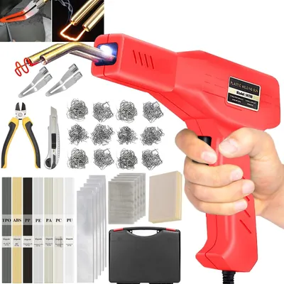 Produktbild von Kunststoffschweißgerät Kunststoffschweißer - 220 W - 2-in-1 - 800 Klammern und 64 Schweißstäbe - Für Autostoßstangen