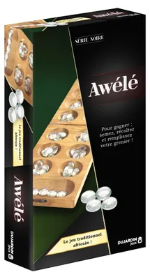 Strategiespiel AWELE aus Holz, schwarz, für 2 Spieler