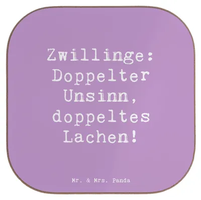 Produktbild von Mr. & Mrs. Panda Untersetzer für Gläser Spruch Zwillingsgeschwister Spaß - Lavendeltraum - Geschenk, Verwandte, Coaster, Zwillinge, Handarbeit, Geschwisterbeziehung