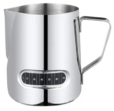 Melkschuimkrug mit Thermometer, Edelstahl, 600 ml