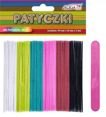 Produktbild von Aliga Holzstäbchen farbig 114 mm 60 Stück Dekoration
