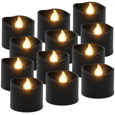 Zdjęcie produktu dla Podgrzewacze LED, czarne, 12 sztuk, 3,6 cm, z baterią