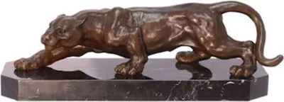 Obrázok produktu pre Casa Padrino luxusná bronzová figúra pantera bronzová farba / čierna 42,8 x 14,9 x v. 13,8 cm - Elegantná bronzová socha s mramorovým podstavcom - Dekoratívne doplnky