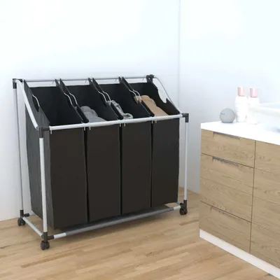 Produktbild von vidaXL 4 priehradky čierny triedič bielizne