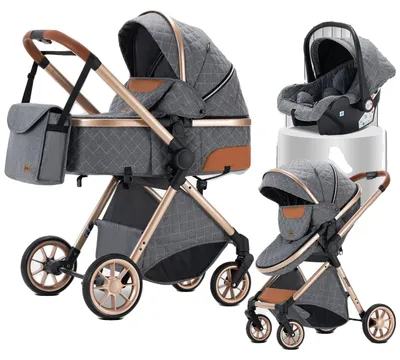 Productafbeelding van Reisbuggy, 3-in-1 design, verstelbare duwstang, kleur: grijs (model S800)