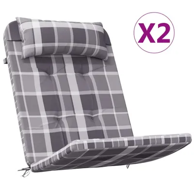 Produktbild von vidaXL Adirondack-Auflagen 2 Stk. Grau Karomuster Oxford-Gewebe