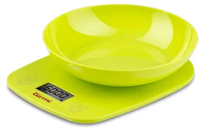 Productafbeelding van Girmi PS01, elektronische keukenweegschaal, 5 kg, 1 gram, groen, met afneembaar weegplateau, rond