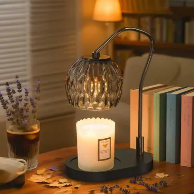 Kerzenwärmer mit Timer und 4-Stufen-Dimmer, schwarz, 2 Lampen